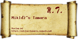 Miklós Tamara névjegykártya
